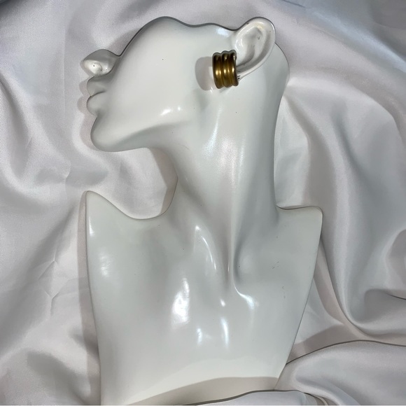 vintage GIVENCHY 14k gold plate WIDE HOLLOW HOOP earrings POST BACK